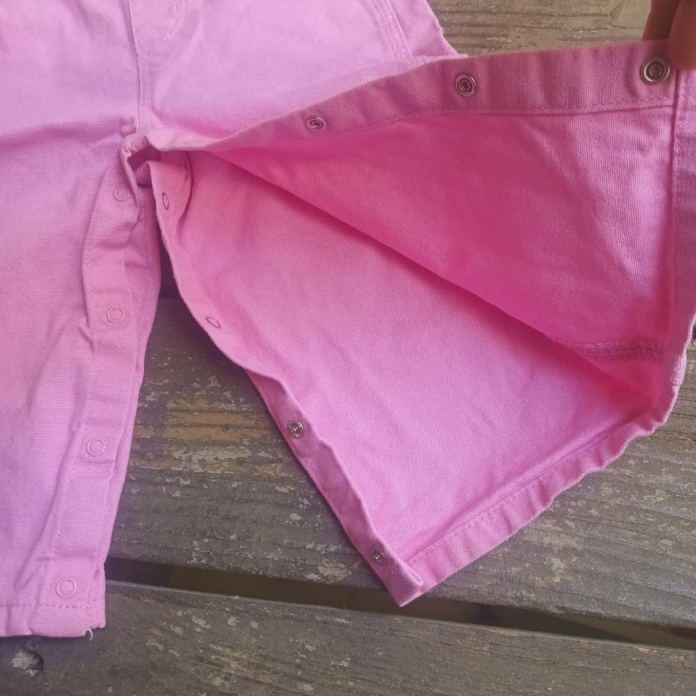 Carhartt Pink Kids Suspender Overalls Size 18 Months - Picture 7 of 8